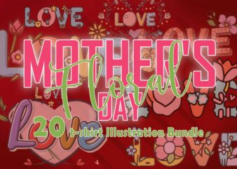 20 flourish mother's day t-shirt illustration clipart bundle crafted for print on demand websites