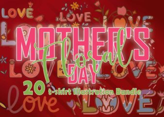 Retro flourish mother's day 20 t-shirt illustration clipart bundle for trendy t-shirt designs.