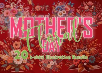 Retro flourish mother's day illustration t-shirt 20 clipart bundle