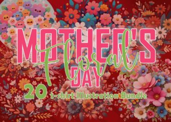 20 watercolour flower mother's day tee illustration clipart bundle
