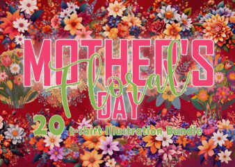 20 flourish mother's day t-shirt illustration clipart bundle crafted for print on demand business