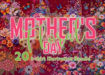 Retro Flourish Mother’s Day T-shirt Illustration 20 PNG Clipart Bundle for Trendy T-Shirt Designs