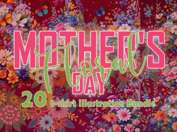 Retro flourish mother’s day t-shirt illustration 20 png clipart bundle for trendy t-shirt designs