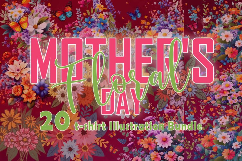 Retro Flourish Mother’s Day T-shirt Illustration 20 PNG Clipart Bundle for Trendy T-Shirt Designs