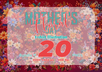 20 flourish mother's day t-shirt illustration clipart bundle