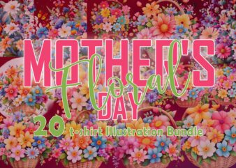 20 Retro Flourish Mother’s Day Illustration T-shirt Clipart Bundle for Your T-Shirt crafted for Print on Demand websites