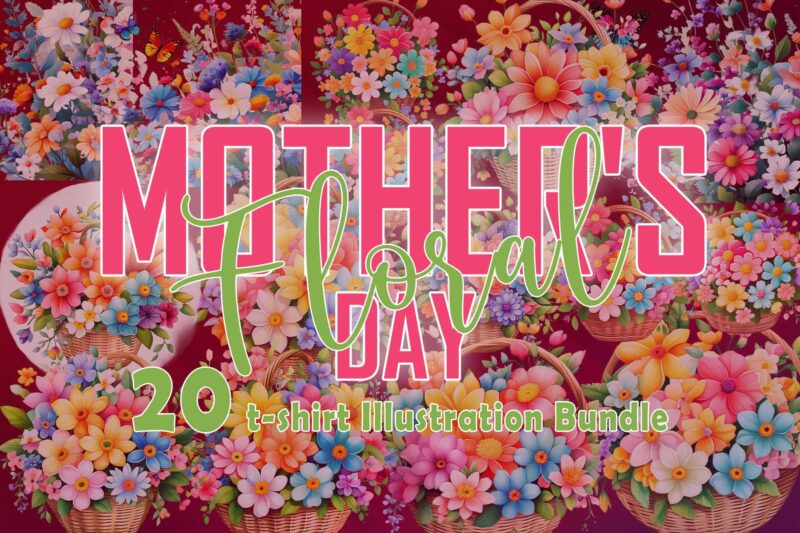20 Retro Flourish Mother’s Day Illustration T-shirt Clipart Bundle for Your T-Shirt crafted for Print on Demand websites