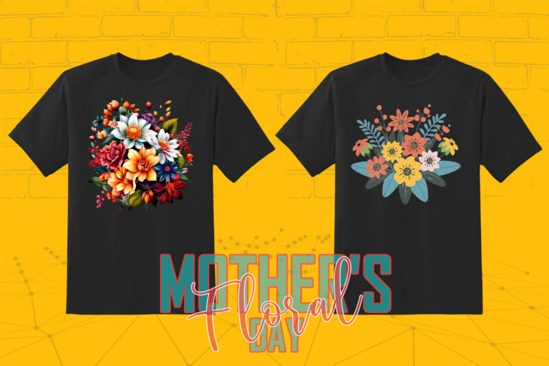 20 Flourish Mother’s Day T-shirt Illustration Clipart Bundle crafted for Print on Demand Business