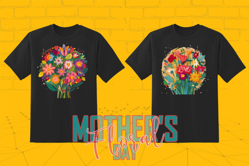 20 Flourish Mother’s Day T-shirt Illustration Clipart Bundle crafted for Print on Demand Business