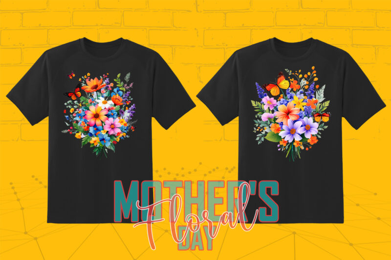 Retro Flourish Mother’s Day T-shirt Illustration 20 PNG Clipart Bundle for Trendy T-Shirt Designs