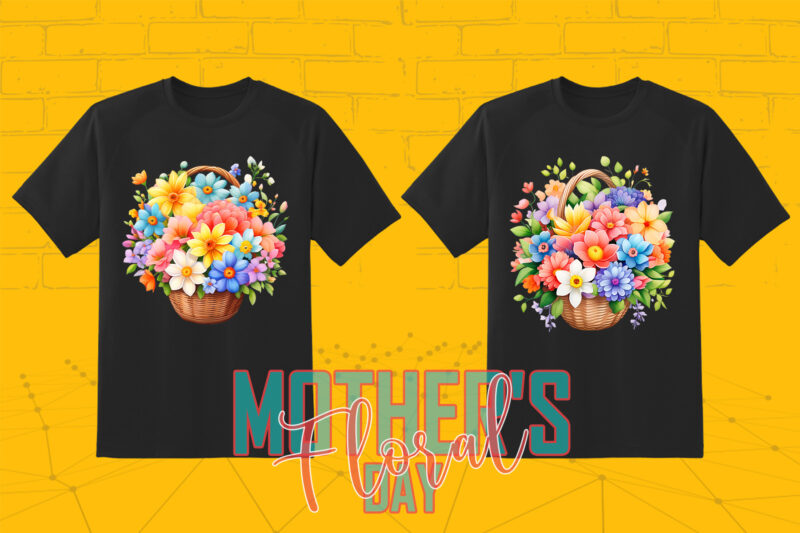 20 Retro Flourish Mother’s Day Illustration T-shirt Clipart Bundle for Your T-Shirt crafted for Print on Demand websites