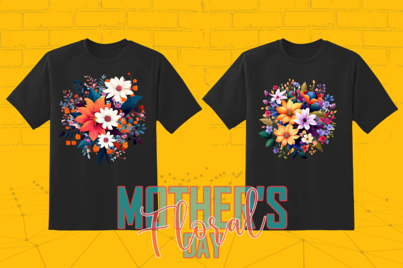 20 Flourish Mother’s Day T-shirt Illustration Clipart Bundle crafted for Print on Demand Business