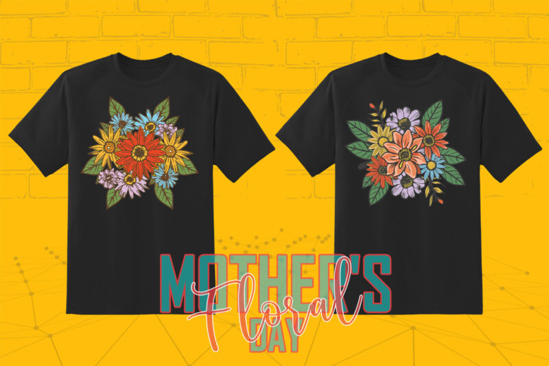 Retro Flourish Mother’s Day T-shirt Illustration 20 PNG Clipart Bundle for Trendy T-Shirt Designs