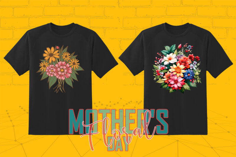 Retro Flourish Mother’s Day T-shirt Illustration 20 PNG Clipart Bundle for Trendy T-Shirt Designs