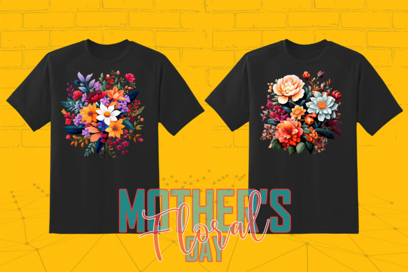 20 Flourish Mother’s Day T-shirt Illustration Clipart Bundle crafted for Print on Demand Business