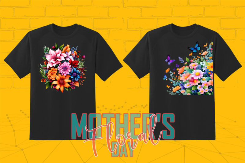 Retro Flourish Mother’s Day T-shirt Illustration 20 PNG Clipart Bundle for Trendy T-Shirt Designs