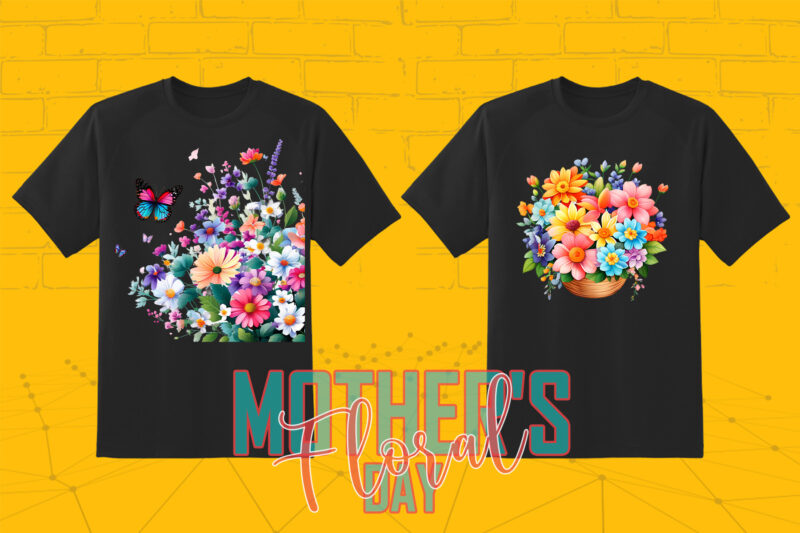 20 Retro Flourish Mother’s Day Illustration T-shirt Clipart Bundle for Your T-Shirt crafted for Print on Demand websites