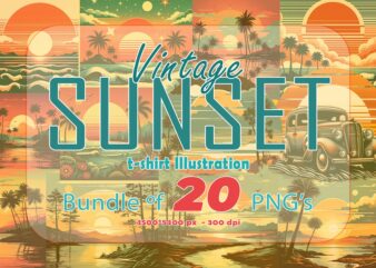 Vintage Sunset T-shirt Design Illustration T-shirt Clipart Bundle Perfect for Stylish T-Shirt Design