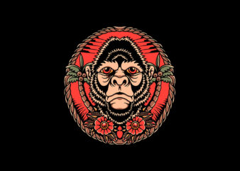 summer monkey t shirt template vector