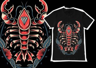 Lobster cartoon illustration for tshirt design