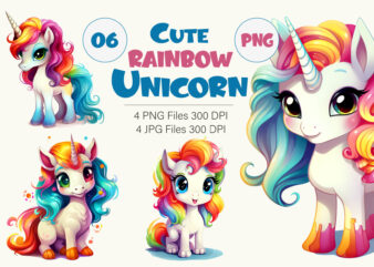 Cute rainbow unicorns 06. TShirt Sticker.