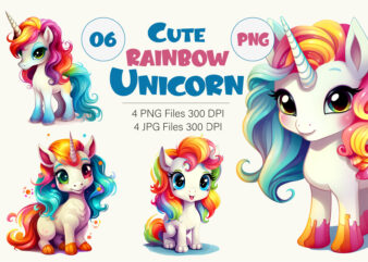 Cute rainbow unicorns 06. TShirt Sticker.