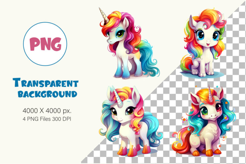 Cute rainbow unicorns 06. TShirt Sticker.