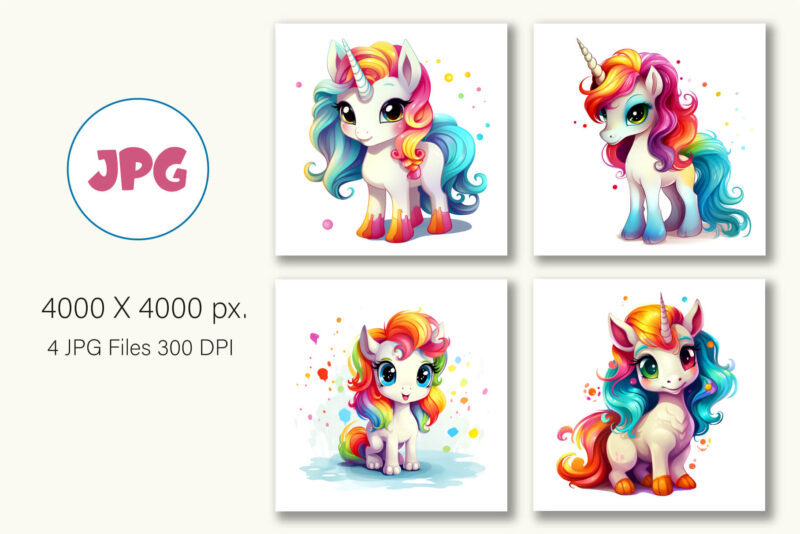 Cute rainbow unicorns 06. TShirt Sticker.