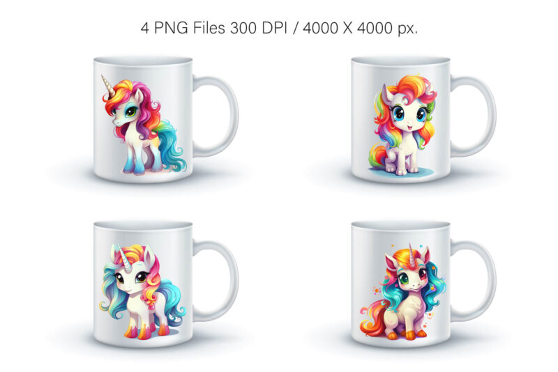 Cute rainbow unicorns 06. TShirt Sticker.