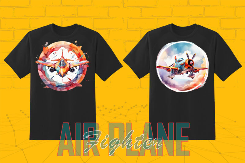 20 Airplane Lover T-shirt Illustration Bundle for POD Business