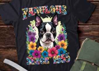 70th Birthday day Fabulous 1955 70 Years Old Boston Terrier Premium T-Shirt ltsp