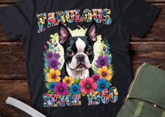 70th Birthday day Fabulous 1960 70 Years Old Boston Terrier Premium T-Shirt ltsp