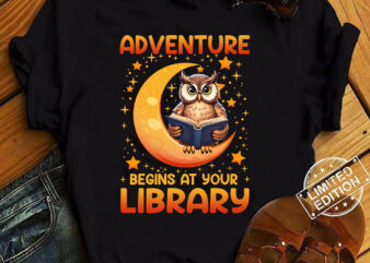 Adventure Begins At Your Library Owl Summer Reading Program T-Shirt ltsp