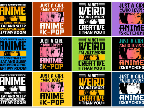 Anime t-shirt design bundle Anime t-shirt design bundle