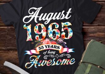 August 1965 55 Years Of Being Awesome 55th Birthday T-Shirt ltsp