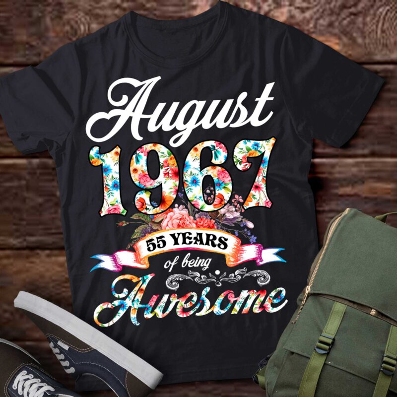 August 1967 55 Years Of Being Awesome 55th Birthday T-Shirt ltsp