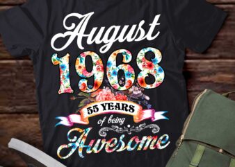 August 1968 55 Years Of Being Awesome 55th Birthday T-Shirt ltsp