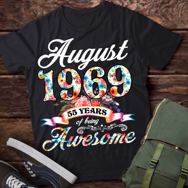 August 1969 55 Years Of Being Awesome 55th Birthday T-Shirt ltsp