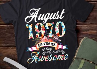 August 1970 55 Years Of Being Awesome 55th Birthday T-Shirt ltsp