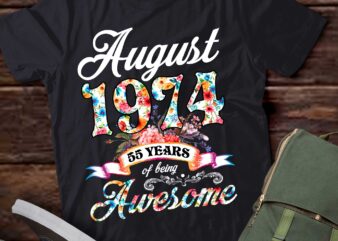 August 1974 55 Years Of Being Awesome 55th Birthday T-Shirt ltsp