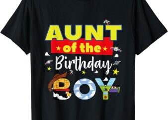 Aunt Of The Birthday Boy Toy Familly Matching Story T-Shirt