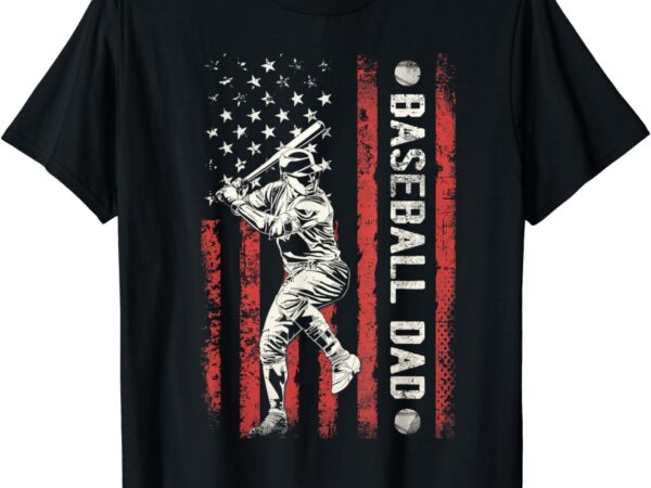 Baseball dad flag gifts dad men baseball fathers day t-shirt