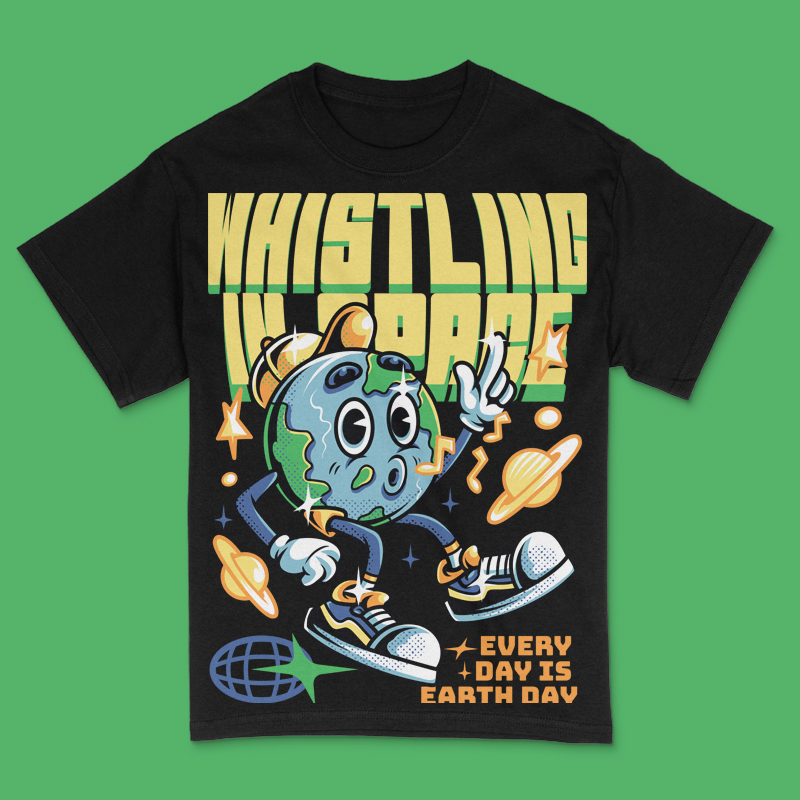 Whistling in Space T-Shirt Design Template