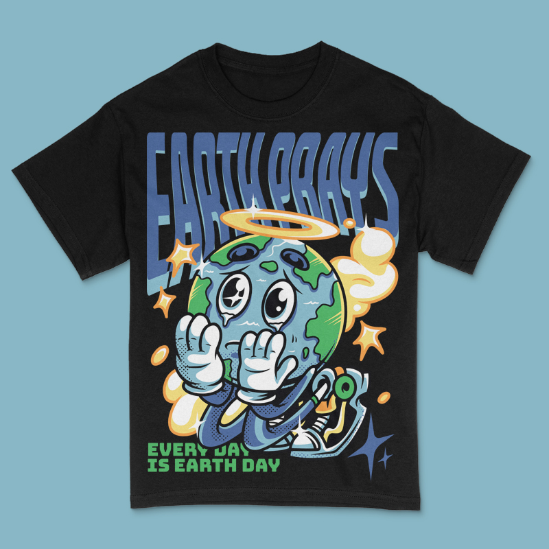 Earth Prays T-Shirt Design Template