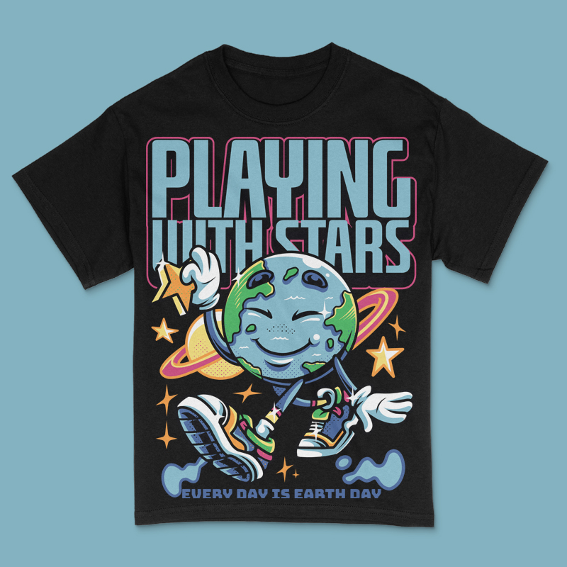 Playing with Stars T-Shirt Design Template