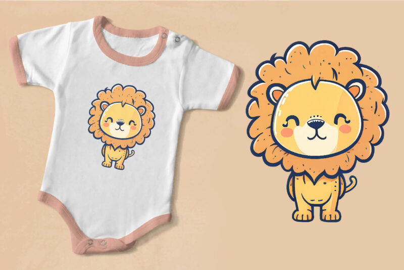 Cute flat lions 02. TShirt Sticker.