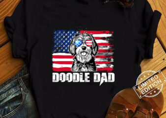 Doodle Dad Goldendoodle Dog American Flag 4th of July T-Shirt ltsp