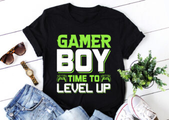 Gamer Boy Time to Level Up T-Shirt Design