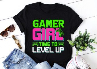 Gamer Girl Time to Level Up T-Shirt Design
