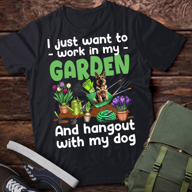 Gardening With My German Shepherd Dog Plant Lover Florist Gardener T-Shirt ltsp
